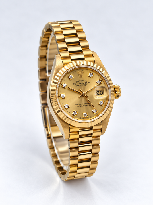 Rolex Lady-Datejust 69178 – profil droit du boîtier et couronne
