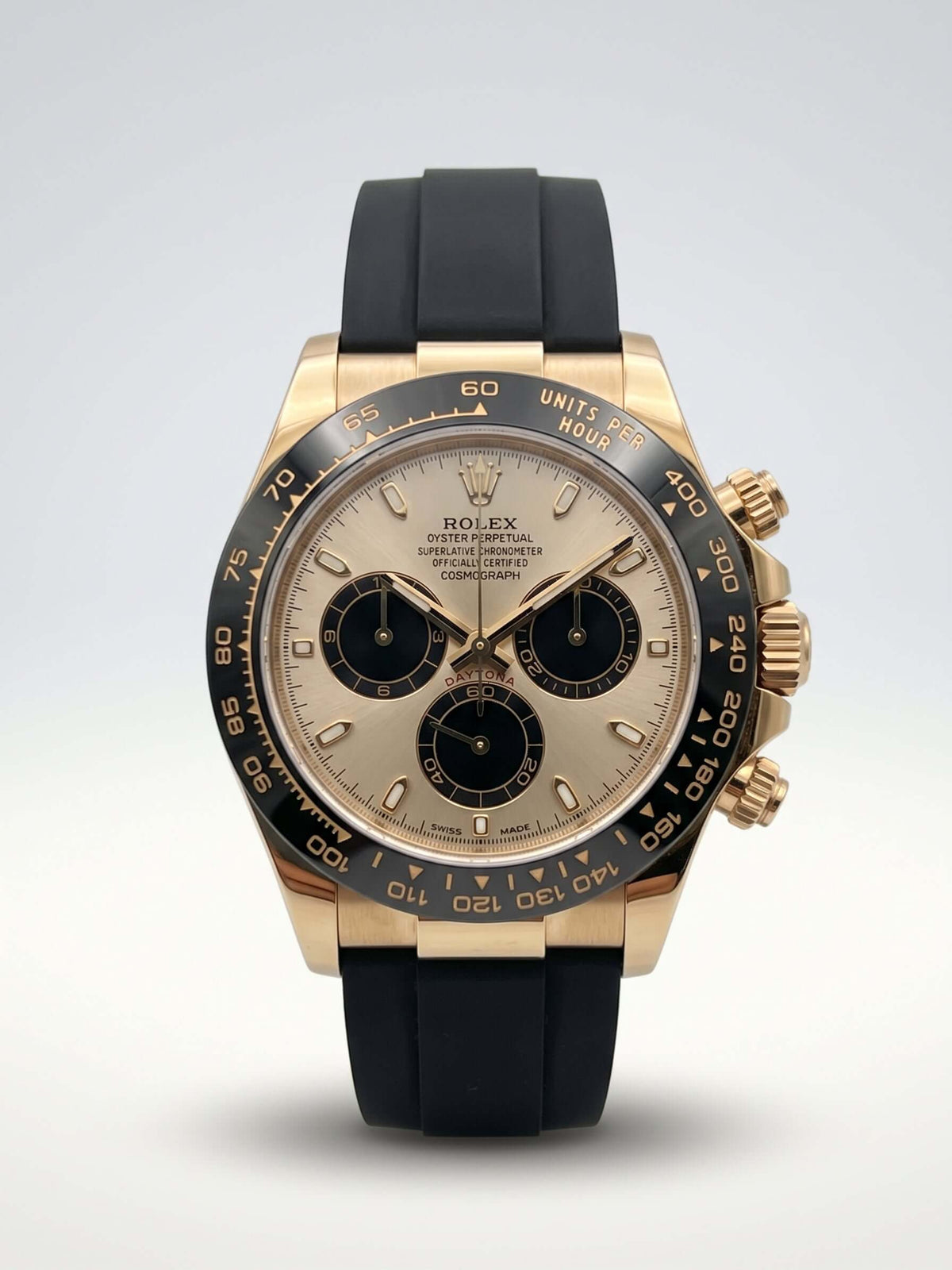 Montre Rolex Daytona avec bracelet Oysterflex, vue de face