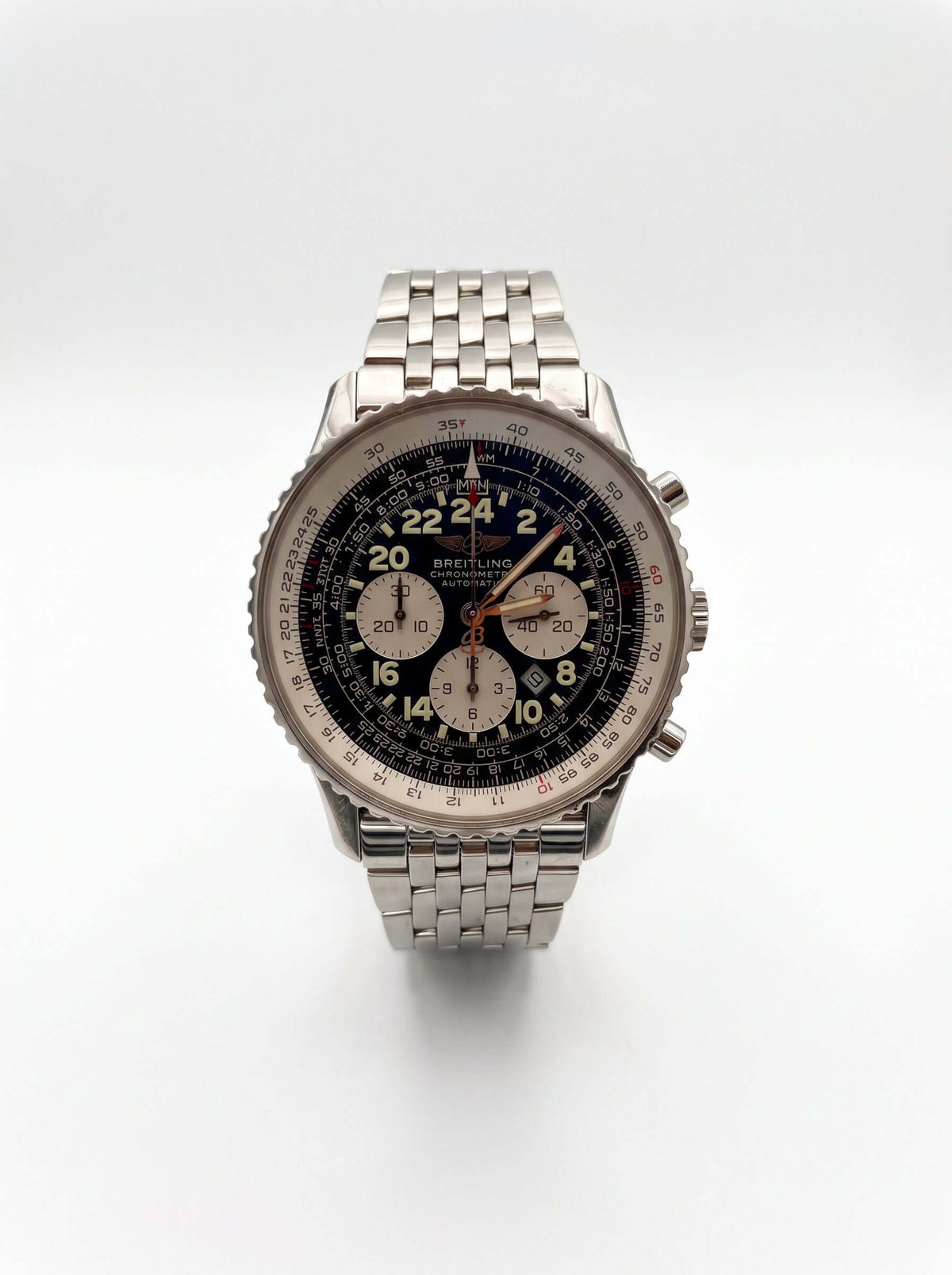 Breitling Navitimer Cosmonaute A22322 – Chronographe 24 heures avec cadran noir et bracelet en acier