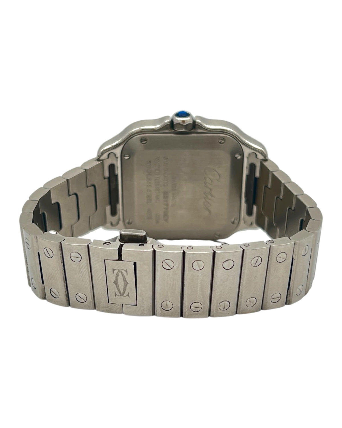 Cartier Santos Diamonds 4075 – vue arrière du boîtier en acier