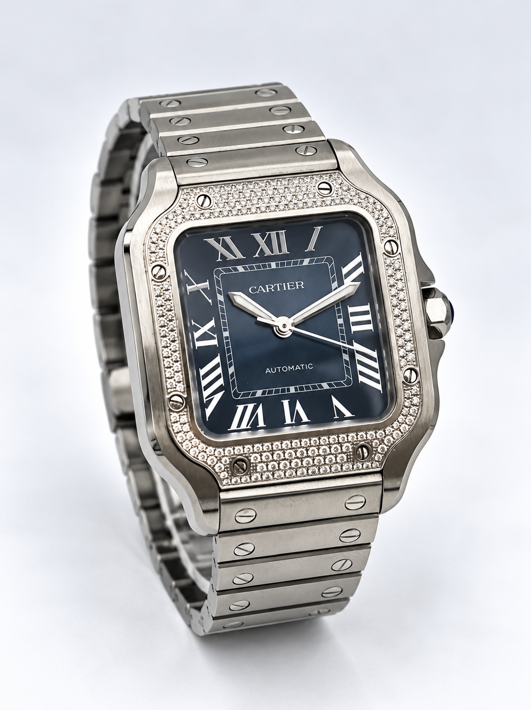 Cartier Santos Diamonds 4075 – profil droit et couronne