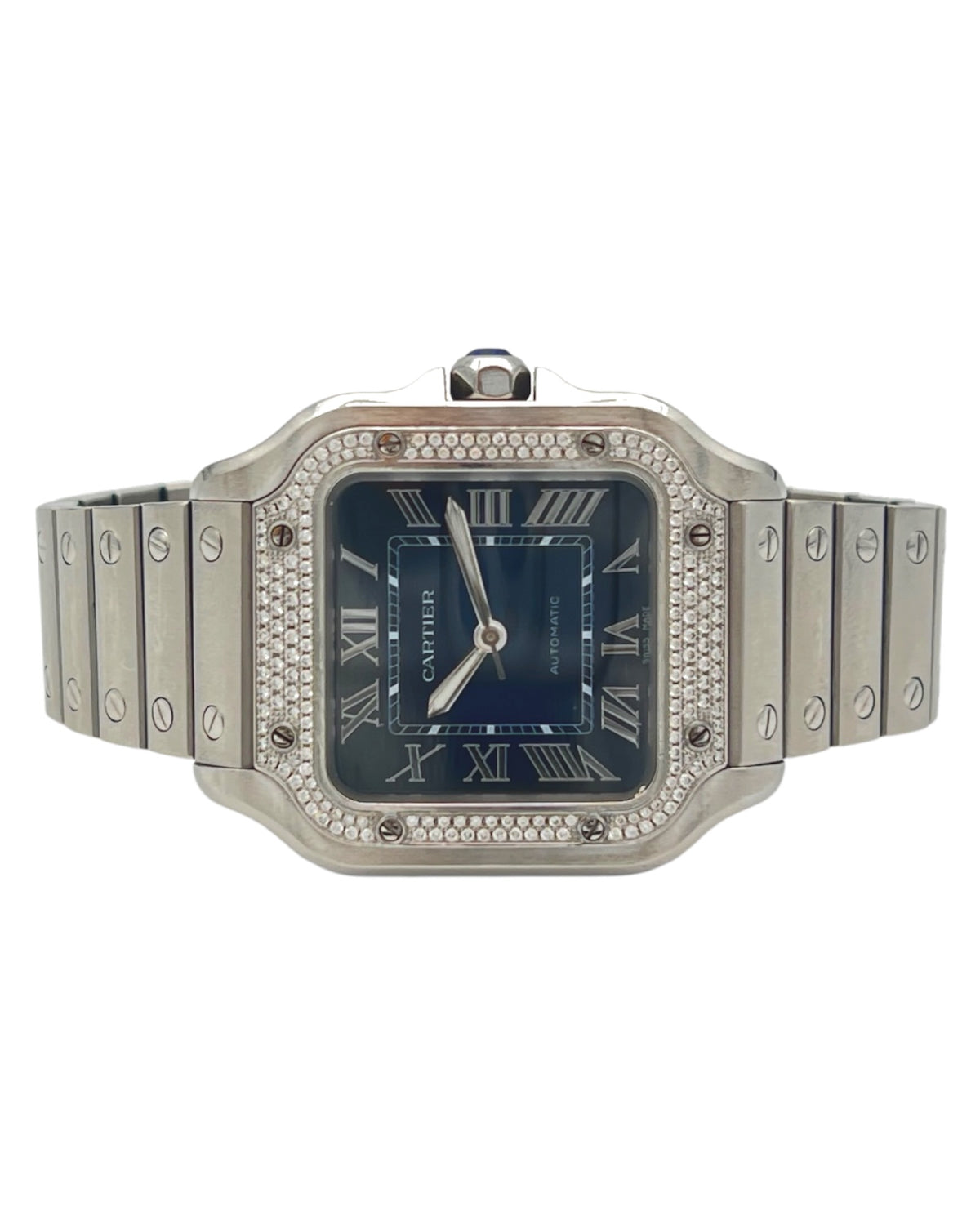 Cartier Santos Diamonds 4075 – détail du cadran et du sertissage