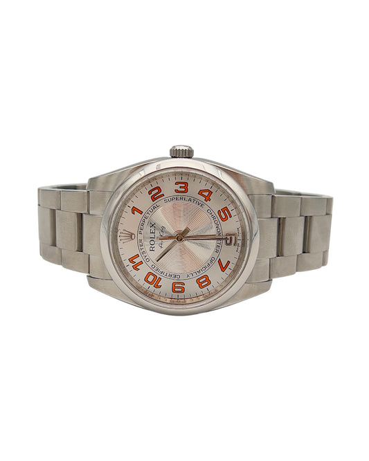Rolex Air-King 114200 – deuxième vue du cadran et de la lunette polie
